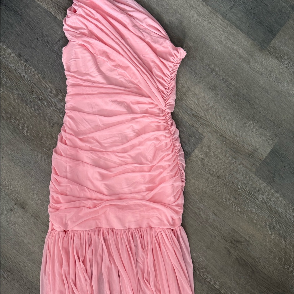 Elegant Pink One Shoulder Maxi Dress - Picture 3 of 4